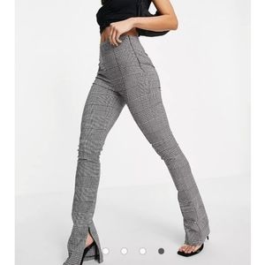 Asos Design Plaid Kickflare Side-zip Pants